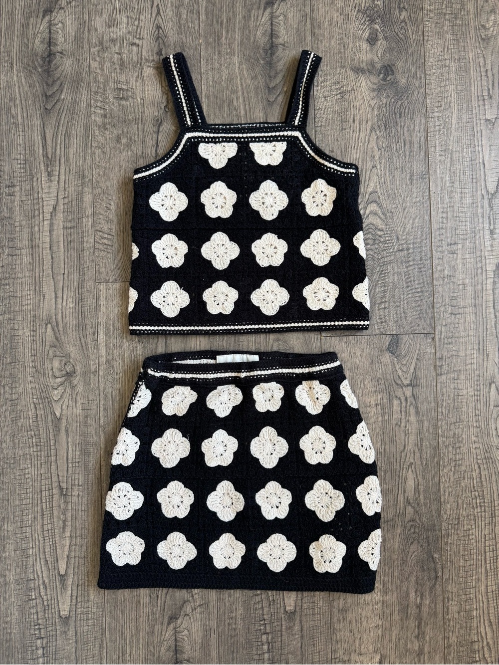 Zara Girls Floral Crochet Skirt & Top Set- Size 8-9